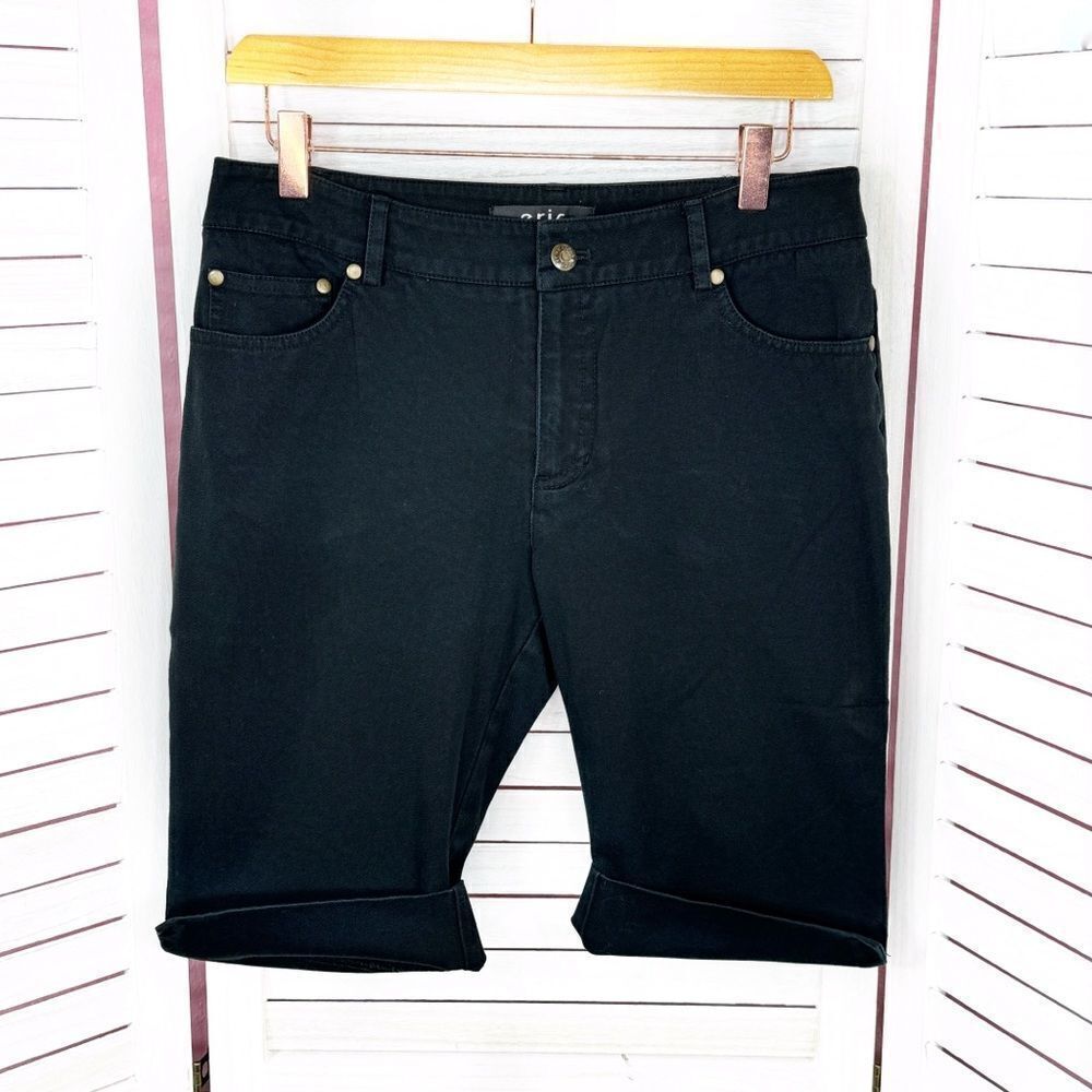 Eric Twill Stretch Cuffed Bermuda Shorts Black‎ 6